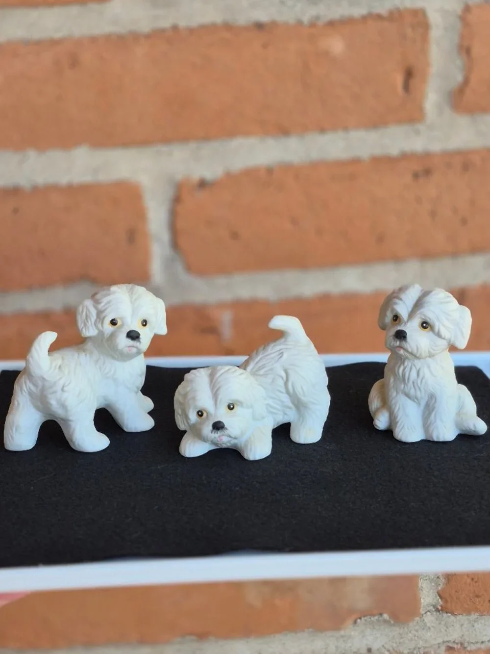 Vintage Set of 3 Homco White Maltese/Westie/Shih Tzu  Puppy Dog Figurines #1411